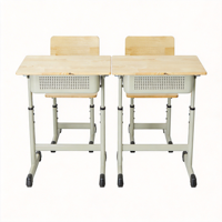Bureau d'école moderne de haute qualité avec tiroir à crayons, plateau inclinable et pieds en métal pour les élèves du secondaire