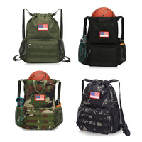 Basketball Cinch Sack Bookbag Polyester résistant à l'eau Sport tactique sac à dos sac de sport cordon sac à dos avec poche zippée