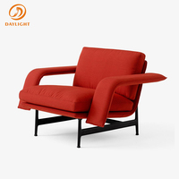 Nordischer Luxus Moderner Edelstahl-Sessel Sofa Beistellstuhl Freizeit Wohnzimmer Schlafzimmer Gemütlicher Einzelner Samt-Akzentsessel mit Designakzenten