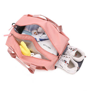حذاء صيفي بتصميم جديد وردي سادة بشعار مخصص من البوليستر ، حقيبة غسيل ملابس سباحة للبنات للجنسين ، حقيبة صالة ألعاب رياضية للسفر مقاومة للماء - Product Image 2
