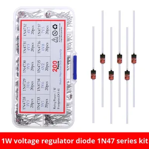 200pcs 1W zener thủy tinh điều chỉnh điện áp Diode Kit 10 loại chèn trực tiếp 3.<span class=keywords><strong>3V</strong></span> ~ 7.5V hỗn hợp 1n47 Series cho LED - Product Image 2