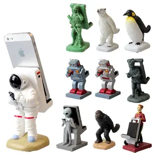 Customized 3d Resin Cartoon Animal Spaceman Design Mobile Phone Holders,Custom Resin Phone Stand