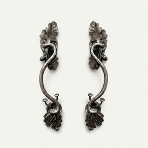 Manija de hierro forjado galvanizado tradicional resistente al óxido con motivo de hoja de roble para puerta/puerta rectangular clásica de 10 pies - Product Image 1
