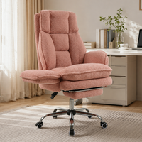 Chaise de bureau ergonomique réglable en hauteur avec accoudoirs ajustables en polaire Sherpa et repose-pieds, modèle Bulk Criss Cross