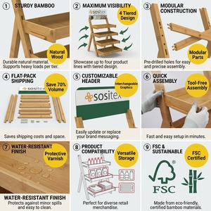 Présentoir pliable en bois pour oreillers en lin, support textile en bois à 4 niveaux en forme de A, pour la vente au détail, le bien-être, les spas, les boutiques, le merchandising, OEM - Product Image 5