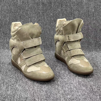Stivali Corti Donna con Tacco Invisibile Nuova Collezione Autunno/Inverno 2026 in Pelle Scamosciata con Chiusura a Strappo, Scarpe Sportive Casual Alte - Stile Europeo