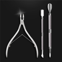 Trio d'outils de soin des cuticules en acier inoxydable de qualité supérieure, ciseaux à cuticules et pousse-cuticules multifonctionnels avec nettoyage des ongles