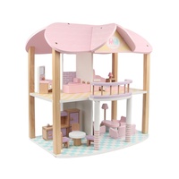 Manufacturer Hot Selling Assebled Game Pink Color DIY Villa Children Playing Doll House ToyためKids