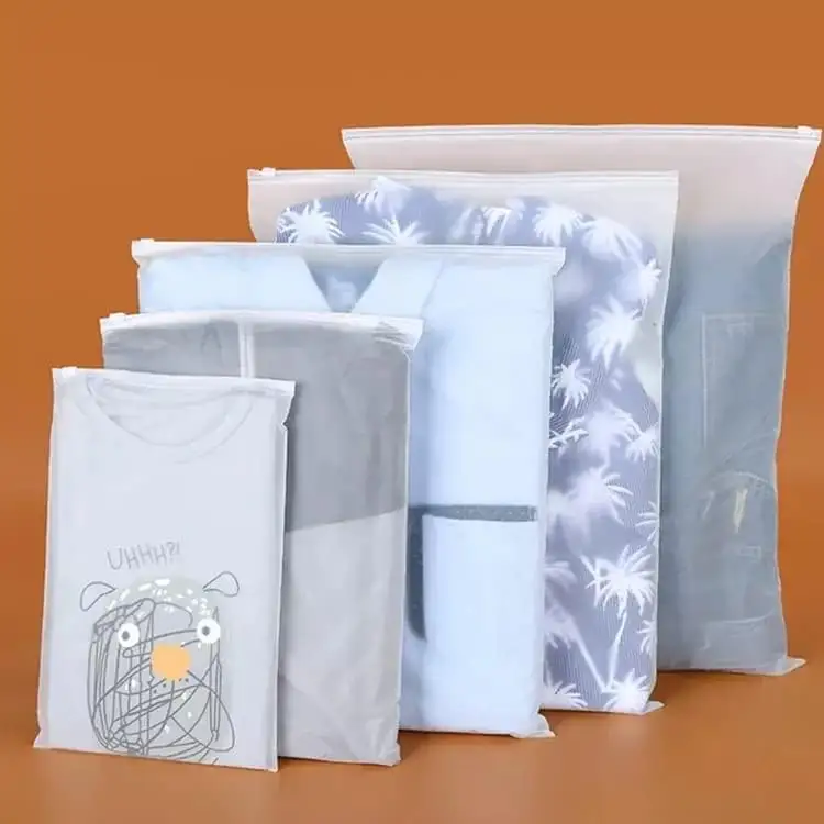 사용자 정의 플라스틱 의류 PVC EVA 지퍼 포장 가방 의류를위한 젖빛 지퍼 잠금 가방