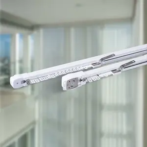 Manufacturer Heavy Duty Ceiling Smart System Motorized Curtain Motor And Track Aluminum Electric Extendable Curtain Rail Track