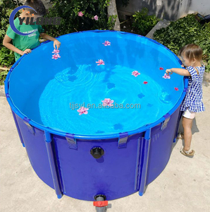 Réservoir d'étang d'eau pliable circulaire en PVC enduit de bâche extérieure Réservoir d'élevage de poissons koi à cylindre de <span class=keywords><strong>1000</strong></span> <span class=keywords><strong>litres</strong></span> - Product Image 1