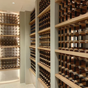 Estante de vino de piso Soporte de exhibición Almacenamiento Estante de botellas de vino de madera Estante de vino de madera modular apilable - Product Image 2