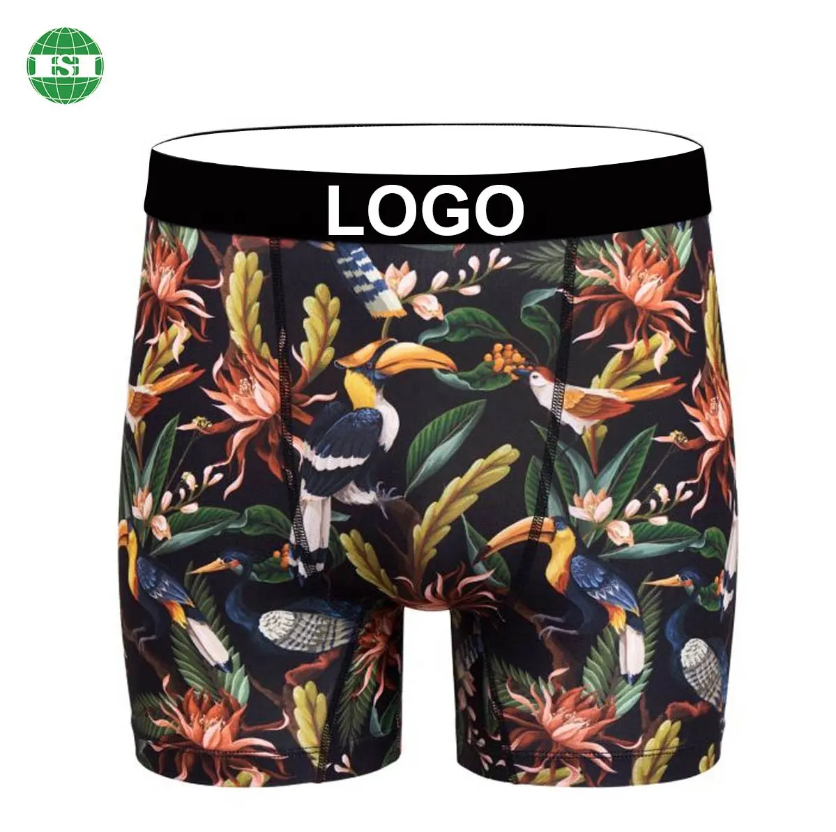 Personalized logo on waistband men's boxer shorts pattern all over print underwear for boy fully customized