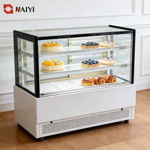 Vitrine réfrigérée pour gâteaux avec refroidissement par air, en acier inoxydable, étagères réglables - Product Image 1
