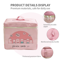 Sac de rangement pour jouets d'enfants en forme d'ours de dessin animé avec poignée robuste, tissu épaissi, design à double fermeture éclair, organisateur de blocs et de jouets pour enfants