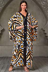 Robe de plage ample à boutons et col en V imprimée style <span class=keywords><strong>boubou</strong></span> <span class=keywords><strong>africain</strong></span> grande taille pour femme, caftan musulman, vente en gros - Product Image 5