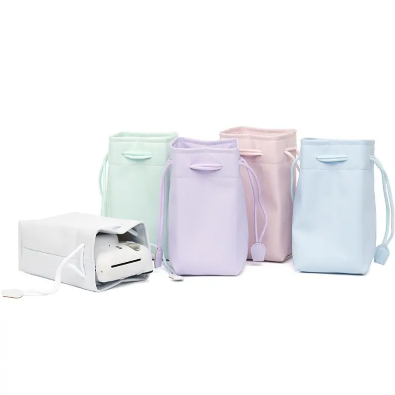 Fashion PU Leather Instant Camera Bag Pouch Custom Travel Drawstring Bag Mini Drawstring Bag For Lady