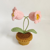 Harga Terbaik Pot gantung Tulip Crochet lucu rajutan bunga buatan dekorasi rumah dan mobil untuk hadiah Festival Tahun Baru