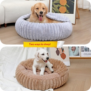 Cama de Felpa de Piel de Conejo de Alta Calidad para Perros y Gatos, con Manta Integrada, a Prueba de Frío, Cálida, con Rayas Rectas de Terciopelo, Casa para Mascotas - Product Image 2