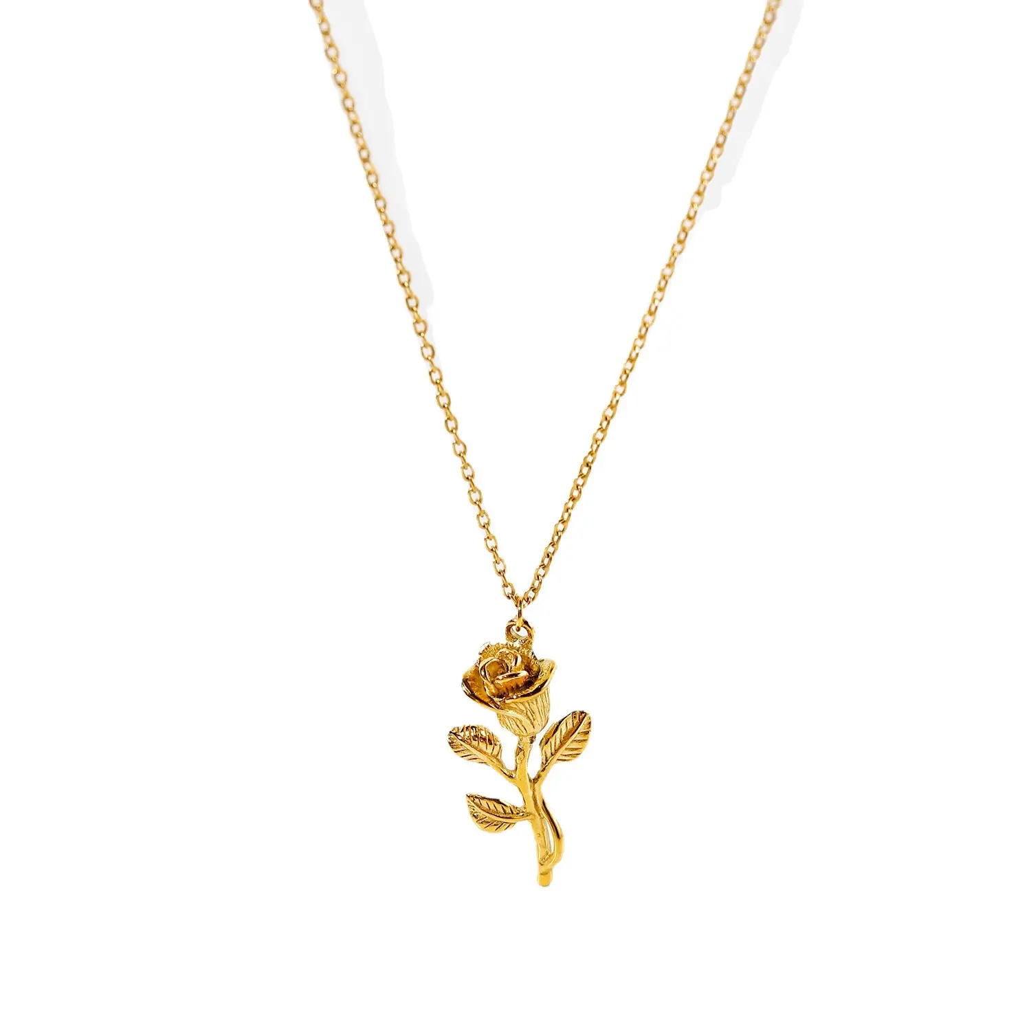 إينستاجرام نمط جديد الأزياء 18K الذهب مطلي ستيريو قلادة بحلية متدلية على شكل وردة مجوهرات هدية المرأة قلادة مجوهرات