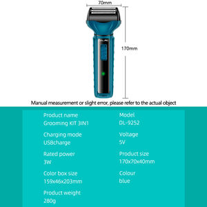 <span class=keywords><strong>Afeitadora</strong></span> Eléctrica Multifuncional 3 en 1 <span class=keywords><strong>DALING</strong></span> DL-9252 con Función de Afeitado, Depilación de Nariz y Orejas, Azul - Product Image 6
