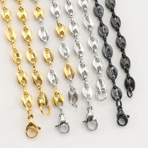 Chaîne en acier inoxydable plaqué <span class=keywords><strong>or</strong></span> <span class=keywords><strong>18</strong></span> <span class=keywords><strong>carats</strong></span> 2026, motif grain <span class=keywords><strong>de</strong></span> café, 6MM 8MM 9MM, Bijoux <span class=keywords><strong>de</strong></span> mode pour hommes et femmes, Vente en gros - Product Image 2