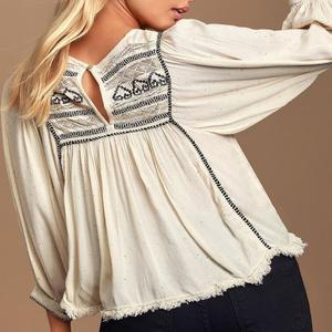 Ultime designer <span class=keywords><strong>camicette</strong></span> di cotone bianco del ricamo <span class=keywords><strong>camicette</strong></span> elegante delle signore casual top <span class=keywords><strong>camicette</strong></span> 2020 - Product Image 3