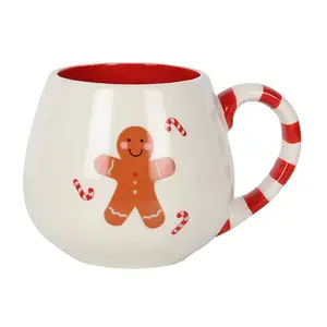 Cosy white christmas gift supplies stoneware ceramic gingerbread mug for milk tea coffee