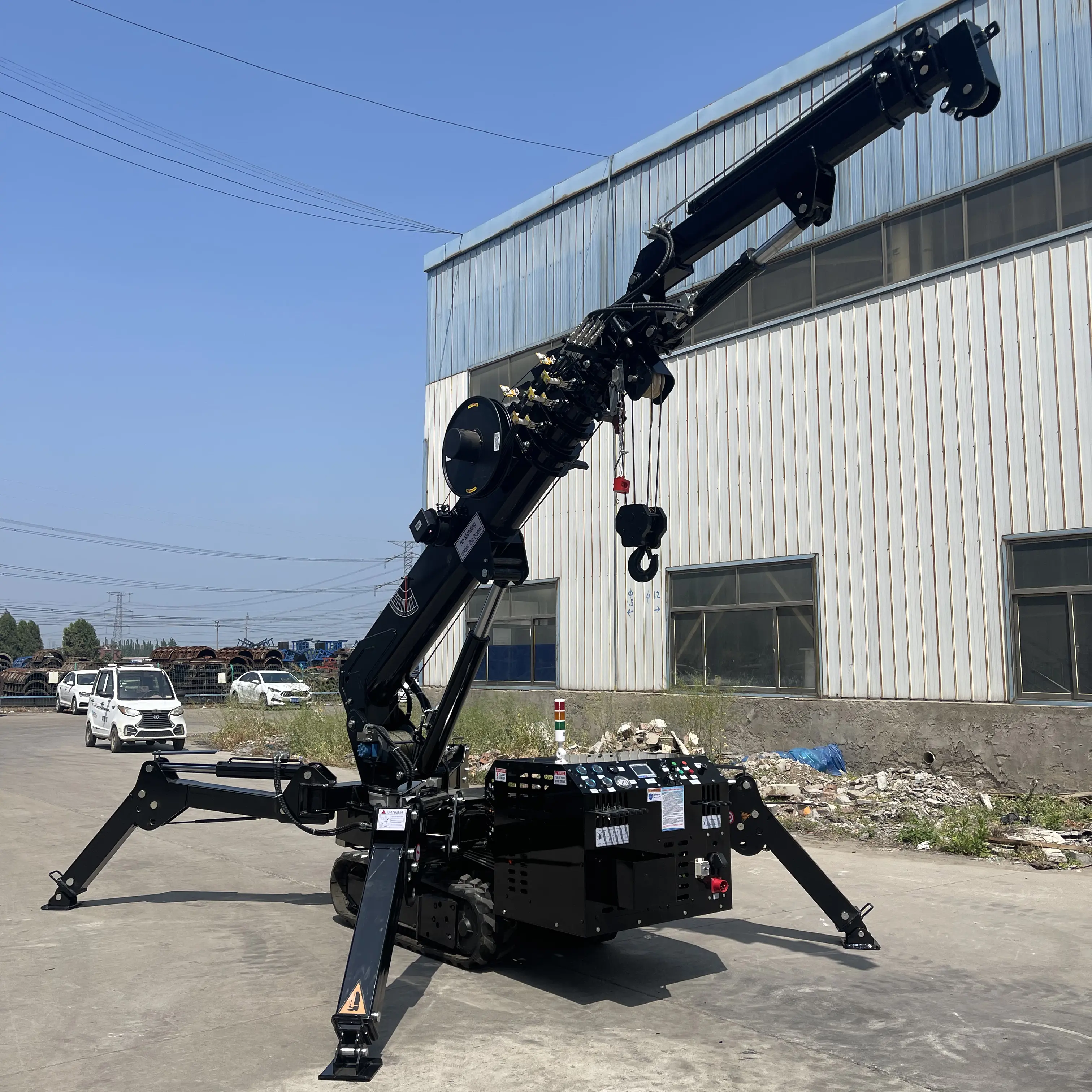 P-012 Cina mini portabel spider crawler crane untuk dijual 1 ton 3 ton 5 ton harga spider crane lift 8t fly jib