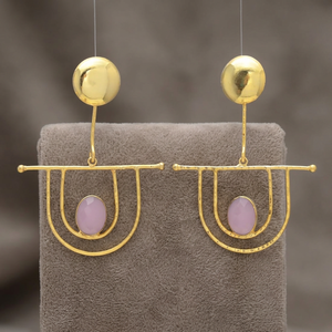 Boucles d'oreilles pendantes en pierres précieuses de Jaipur, designs classiques en perles, bijoux plaqués or, unisexe, petit or rose, style saoudien 2015 - Product Image 3