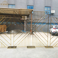 Gapura Pernikahan Emas Rangka Baja Tahan Karat Latar Belakang Emas Candelabra Arch Perlengkapan Pesta untuk Dekorasi Acara