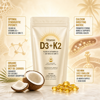 Capsules de vitamine D3 K2 avec huile de noix de coco, complément alimentaire pour adultes, 180 unités, nutrition quotidienne