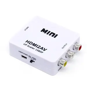 HDMI TO AV Scaler Adapter HD Video Converter Box HDMIにRCA AV/CVSB L/R Video 1080P HDMI2AV Support NTSC PAL Wholesale