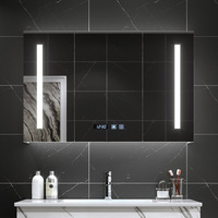 Armoire de toilette intelligente noire à LED avec rangement pour mouchoirs, organisateur mural pour hôtel