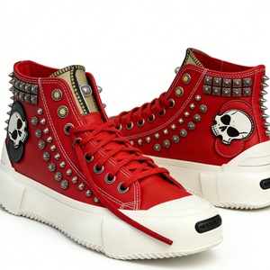 Nuove Scarpe da Ginnastica Punk High-Top in Tela con Design Teschio e Suola a Piattaforma Effetto Sciolto, Traspiranti, di Alta Qualità, per Uomo - Product Image 2