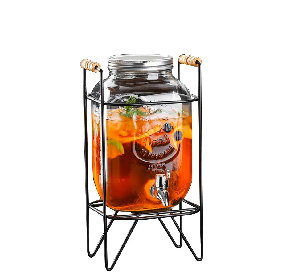 Mới Đồ Uống Nóng Lạnh Glass Jar Juice Container Rượu Thủy Tinh Jar 4L Kín Rượu Cask Với Vòi 5L