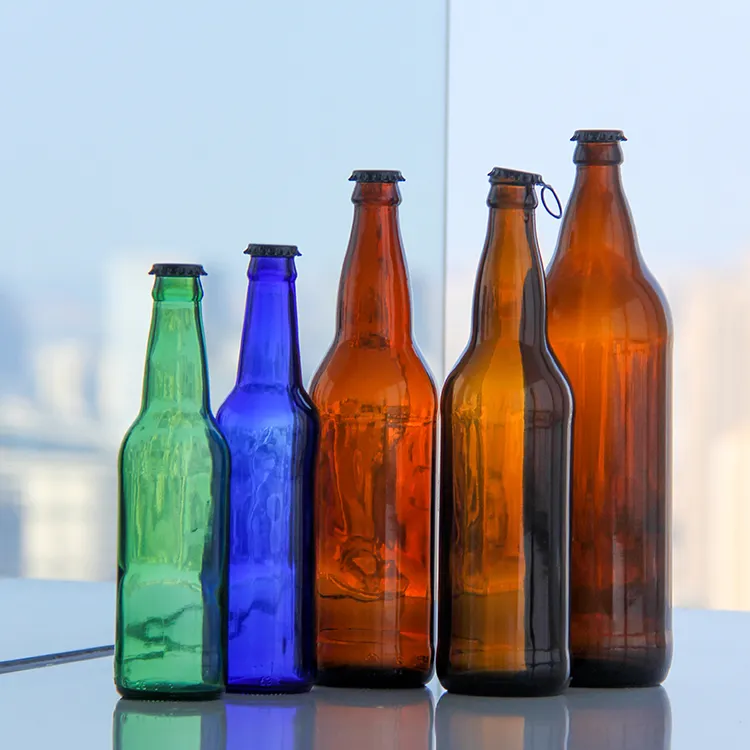 पेय पदार्थ के रस के लिए थोक निर्माण 250 एमएल 330 एमएल 500 एमएल साफ़ पारदर्शी बीयर ग्लास की बोतल