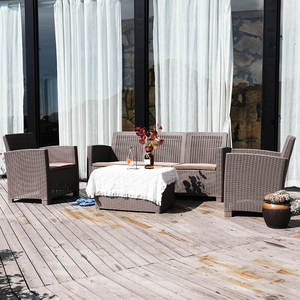 Juego <span class=keywords><strong>de</strong></span> Muebles <span class=keywords><strong>de</strong></span> Patio Económico <span class=keywords><strong>de</strong></span> 5 Plazas, Sofá Moderno para Jardín Exterior - Product Image 4