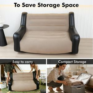Ergonomic Flocked <b>Inflatable</b> <b>Sofa</b> Portable Lazy Air Lounger for Indoor Outdoor Camping - Product Image 3