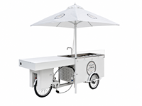 Chariot à main en acier inoxydable commercial, chariot à glaces, chariot mobile avec congélateur pour vendeurs de rue, restauration en plein air