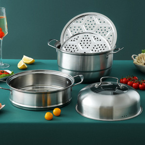 Yolecen fornitura diretta della fabbrica in acciaio inossidabile a vapore di grande capacità domestica a doppia griglia Design a tre strati per la cottura a vapore panini - Product Image 5