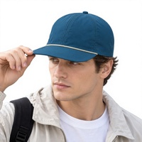 Casquette de baseball à 5 panneaux à séchage rapide, style ethnique sportif, avec sangle sous le menton, visière plate, couleur unie, style japonais