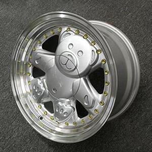 Commercio all'ingrosso 15 x8j ET 25 4 x10 0/114.3 argento modificato Little bear ruote per autovetture per Mini auto mags 5 x100/114.3 - Product Image 6