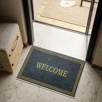 Machine d'entrée de maison moderne en PVC résistant à la corrosion tapis de porte rectangulaire en caoutchouc antidérapant fin imprimé animal puzzle motif maison
