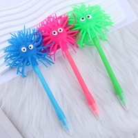 Stylo Bille Anti-Stress en Caoutchouc Orange Personnalisé, Design Créatif, Mignon et Adorable, Tête de Monstre Pieuvre Pelucheuse