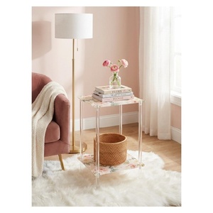 2 Tavolini in Acrilico con 2 Ripiani Portaoggetti, Comodini Trasparenti Semplici a 2 Livelli per Spazi Piccoli, Ufficio, Camera <span class=keywords><strong>da</strong></span> Letto - Product Image 3