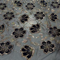 Dernière Nouveauté : Tissu de Luxe Brodé de Paillettes et Perles de Bolivie, Dentelle Française Faite Main de Haute Qualité pour Mariage ou Soirée