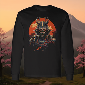 T-shirt vintage a maniche lunghe con armatura da samurai, design premium - Product Image 3