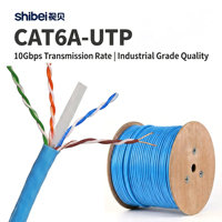 Cable de Cobre UTP Sólido CAT6A de Alto Rendimiento Marca Shibei, 10Gbps, 500MHz, 23AWG BC, Sin Blindaje, para Redes Domésticas Ethernet