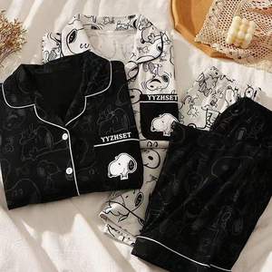 Vendita Diretta dalla Fabbrica, Nuovo <span class=keywords><strong>Pigiama</strong></span> Autunnale a Maniche Lunghe per Donne, Set con Cardigan <span class=keywords><strong>Aperto</strong></span>, Simpatico Cartone Animato Snoopy - Product Image 2